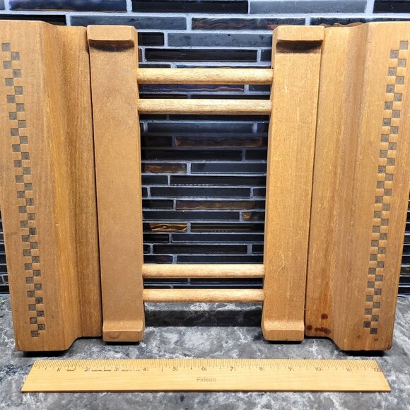 Pampered Chef Stoneware Wooden Trivet Adjustable #2130 Original Box Made In USA - Picture 7 of 14